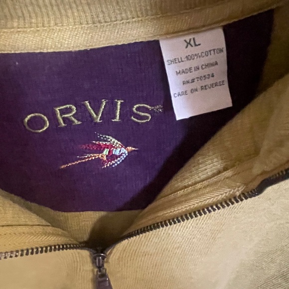 Orvis Khaki Quarter-Zip Pullover - Picture 2 of 4